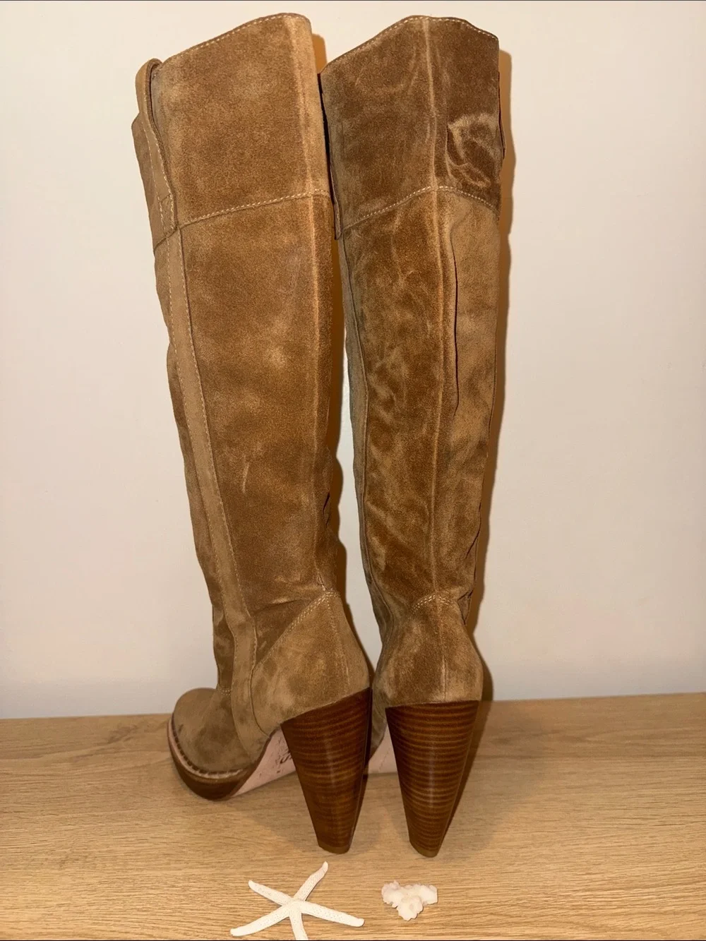 Michael Kors Suede Over-the-Knee Boots- Light Brown